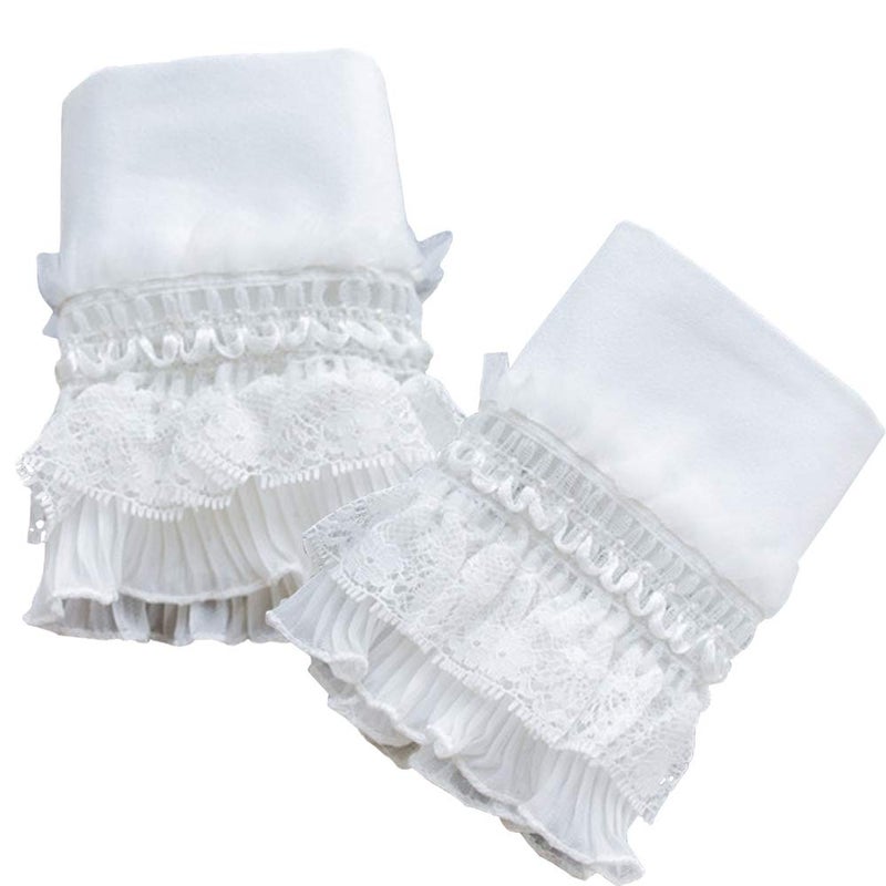 YAKEFJ Floral Layered Lace Cuff Stretch Bracelet False Sleeves Wrist Cuffs 1 pair - Image 1
